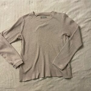 Everlane 100% Organic Cotton Oatmeal Waffle Knit Long Sleeve Shirt M